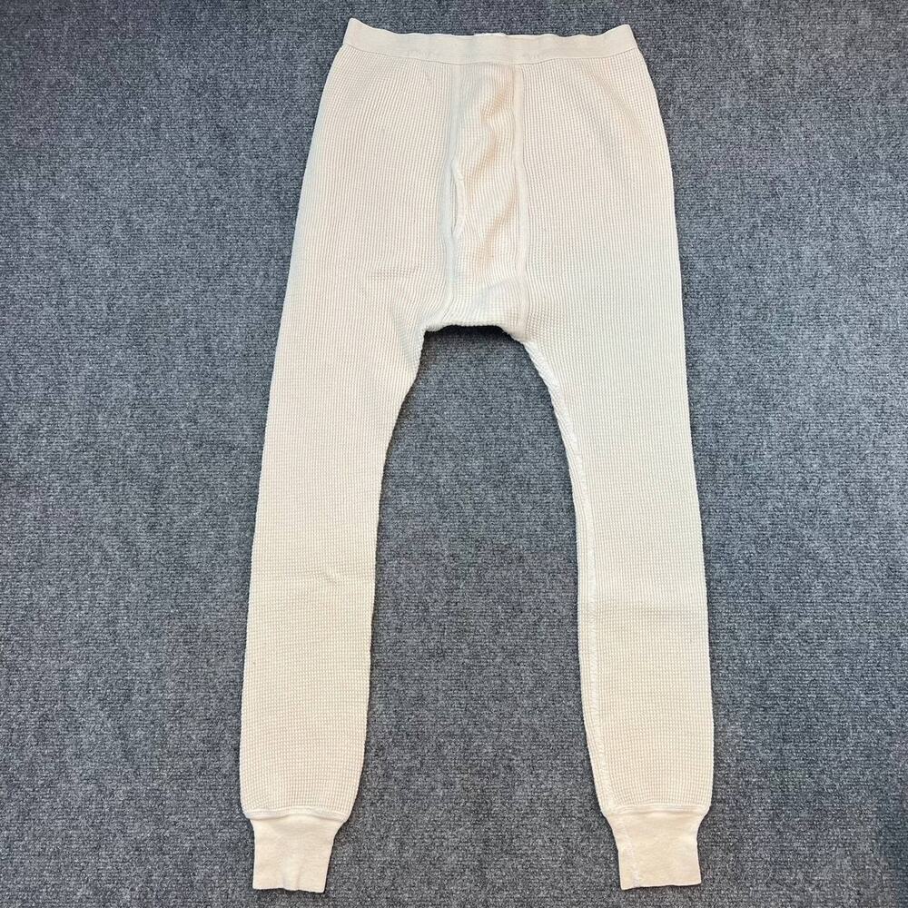 Vintage JE Morgan Pant Mens 3XL White Waffle Knit Thermal 90s Long John USA